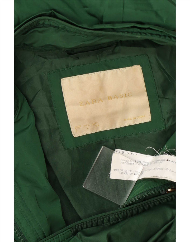 Giacca pratica trapuntata con cappuccio da donna Zara UK 14 grande poliestere verde