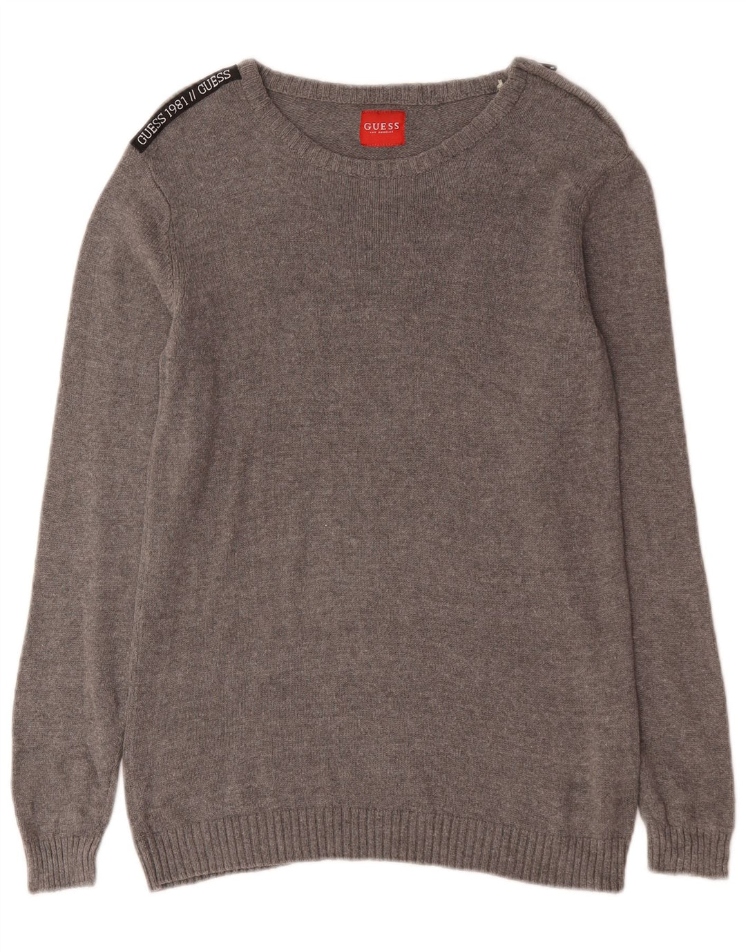 Guess Maglione da uomo con scollo a barca piccolo in cotone grigio