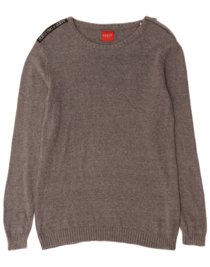 Guess Maglione da uomo con scollo a barca piccolo in cotone grigio