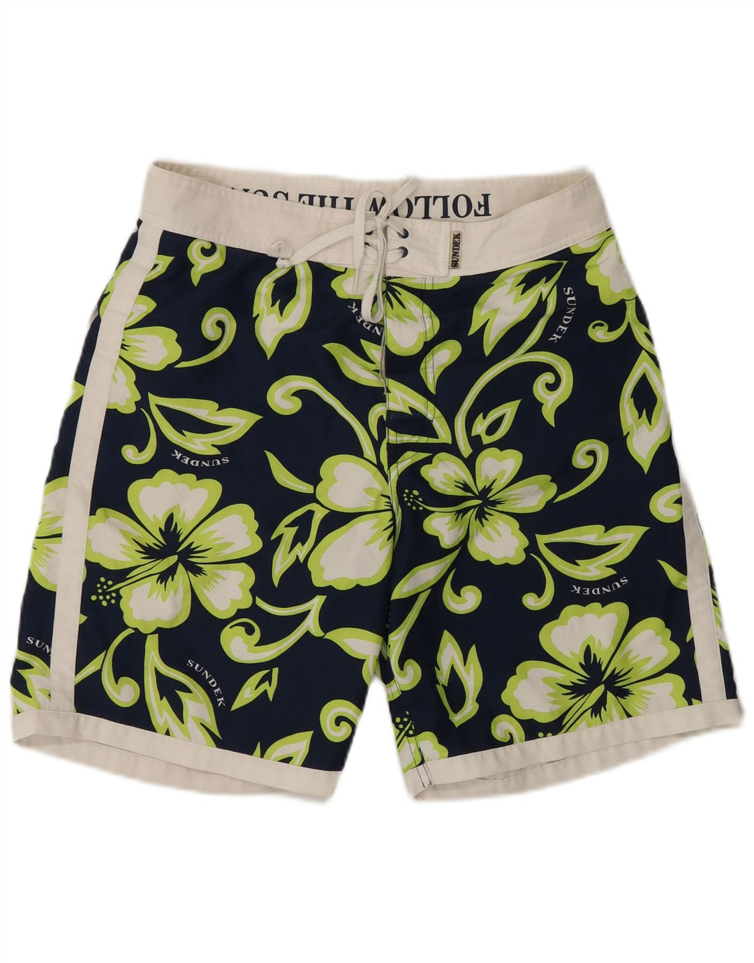Pantaloncini da bagno grafici da uomo Sundek poliestere floreale medio blu navy