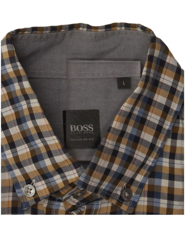 Camicia Hugo Boss da uomo dalla vestibilità regolare, grande motivo a quadri multicolore