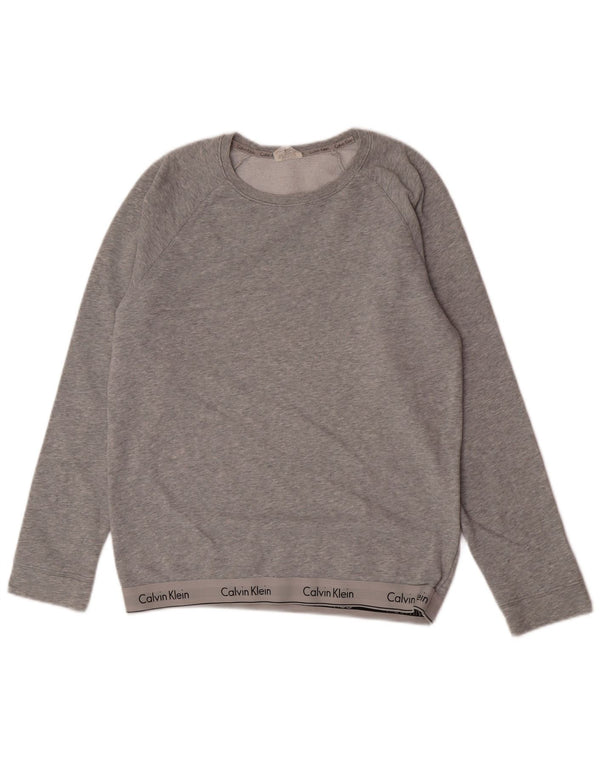 Felpa grafica da uomo Calvin Klein, maglione, cotone chiazzato grigio medio