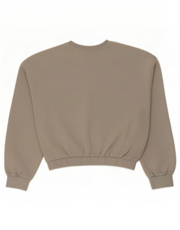 Zara Womens Crop Sweatshirt Jumper UK 16 Large Grey Cotton