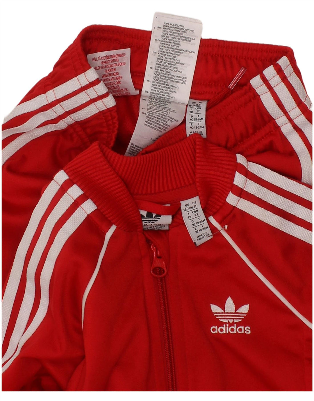 Pantaloni della tuta da bambina ADIDAS 18-24 mesi in poliestere rosso