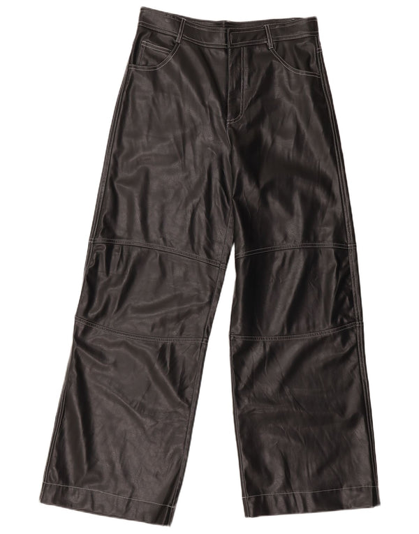 Pantaloni Zara da donna a gamba larga in ecopelle medi W30 L31 neri