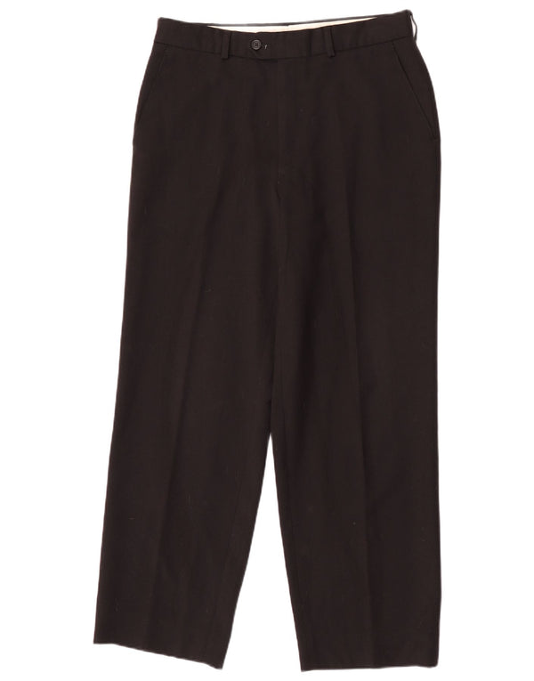 Pantaloni da abito dritti Marks & Spencer da uomo St. Michael W32 L28 in lana nera