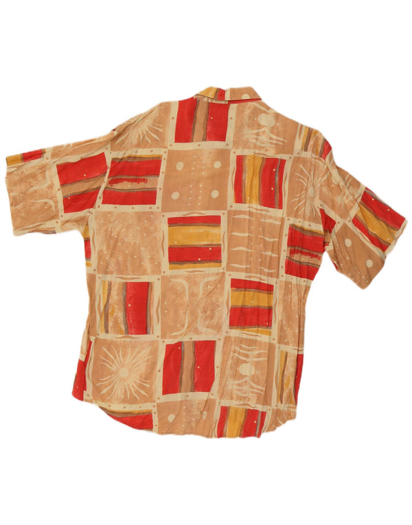 Camicia Kantaros da uomo a maniche corte XL in viscosa patchwork multicolore