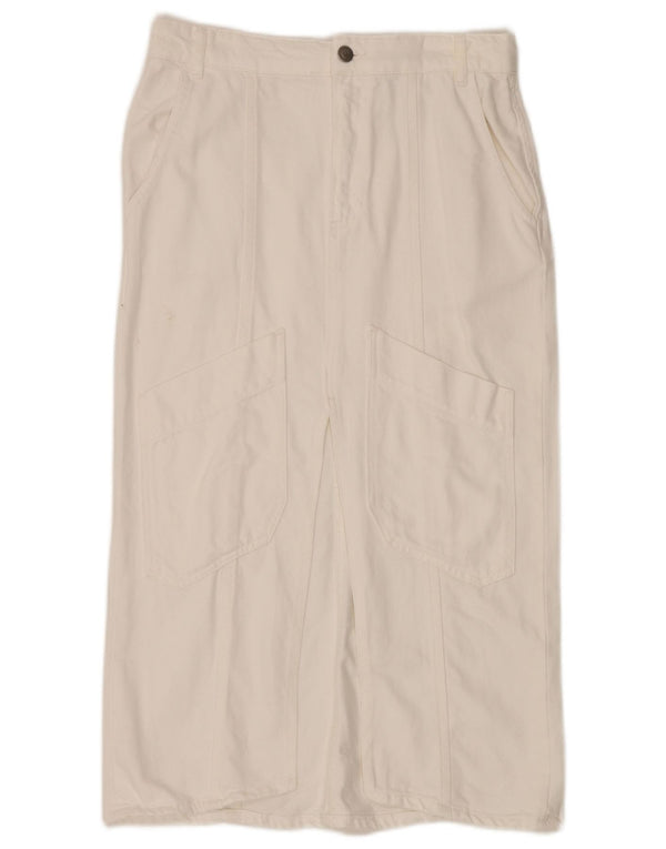 Gonna longuette in denim da donna Zara media W30 cotone bianco