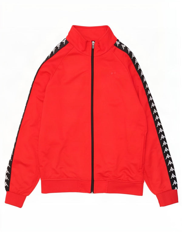 Kappa Mens Graphic Tracksuit Top Jacket Large Red Colourblock Polyester