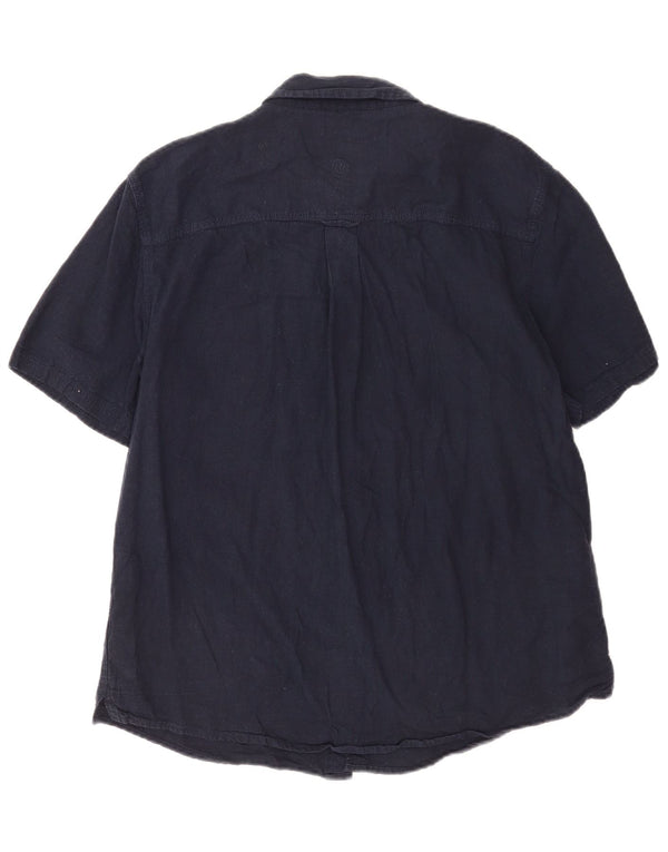Camicia a maniche corte da uomo Fat Face Grande lino blu navy