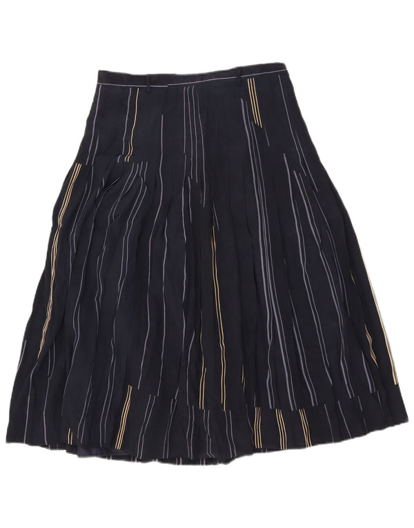 Gonna a pieghe vintage da donna EU 40 media W27 blu navy a righe