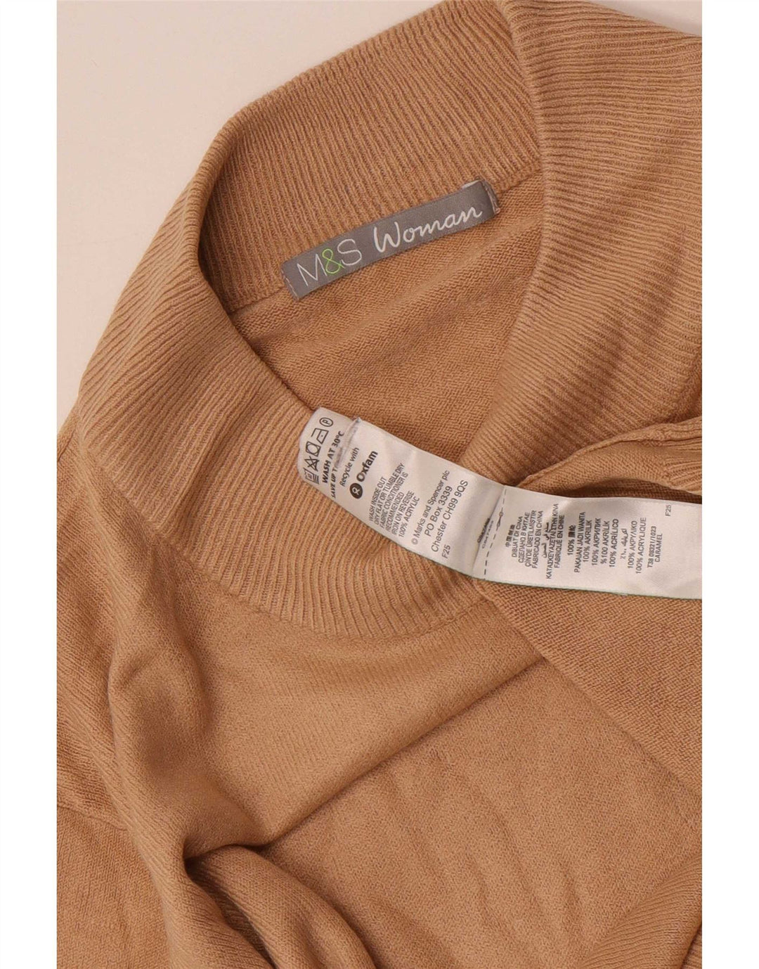 Maglione maglione a collo alto da donna Marks & Spencer UK 16 grande marrone