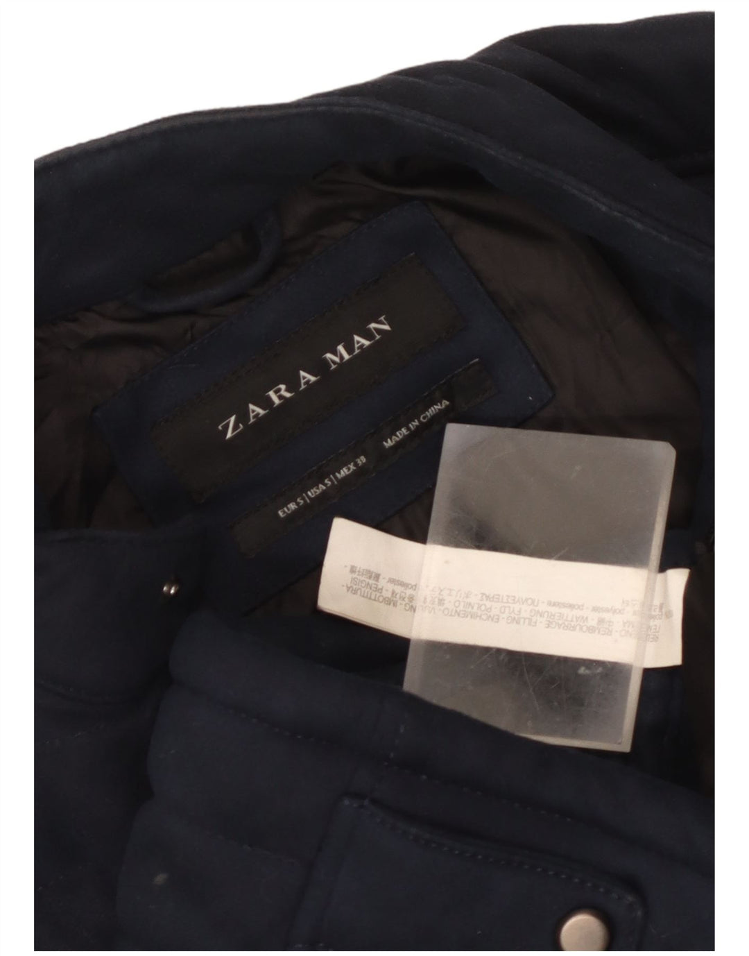 Giacca imbottita da uomo Zara UK 36 Small poliestere blu navy