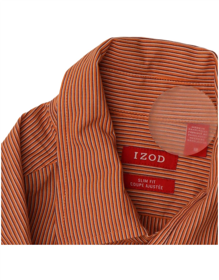 Camicia IZOD da uomo slim fit in cotone gessato arancione medio