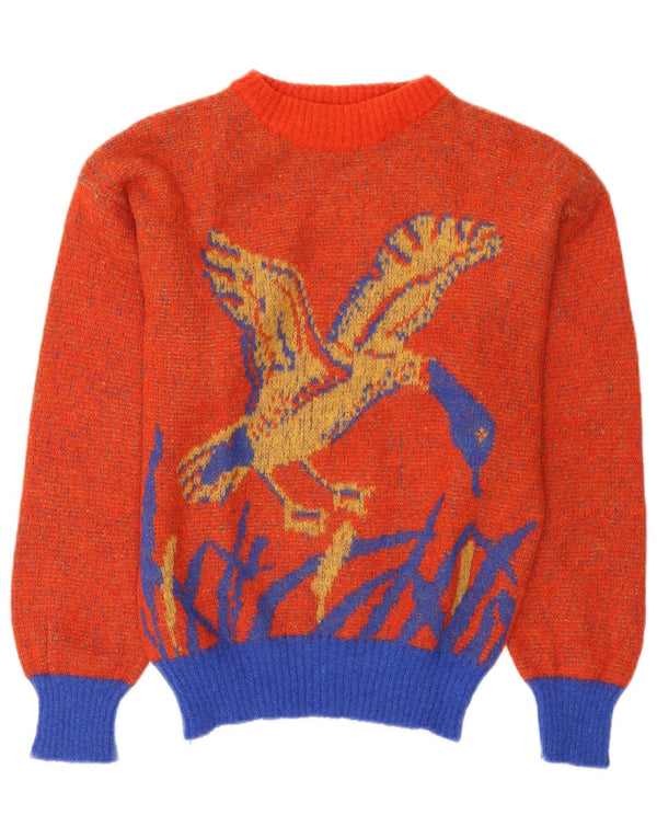 Maglione da donna con scollo a barca con grafica Benetton UK 8 piccolo arancione screziato