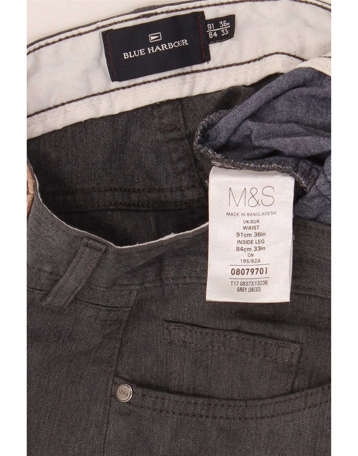 Pantaloni casual dritti Marks & Spencer da uomo blu Harbour W36 L33 grigi