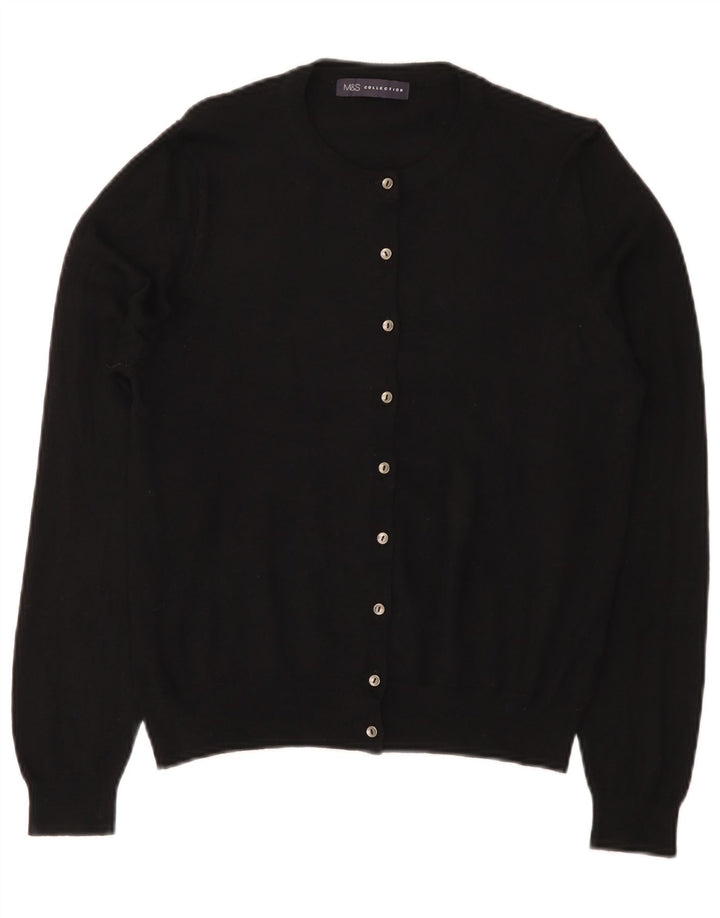 Maglione cardigan da donna Marks & Spencer UK 14 grande viscosa nera