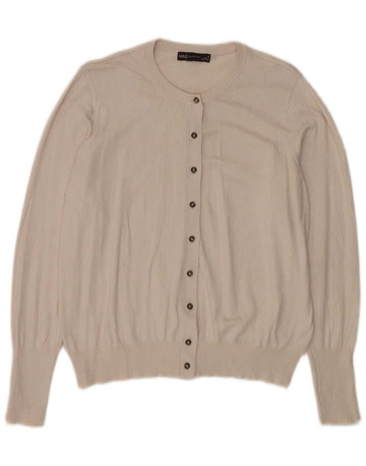Maglione cardigan da donna Marks & Spencer UK 16 Large Beige Viscosa