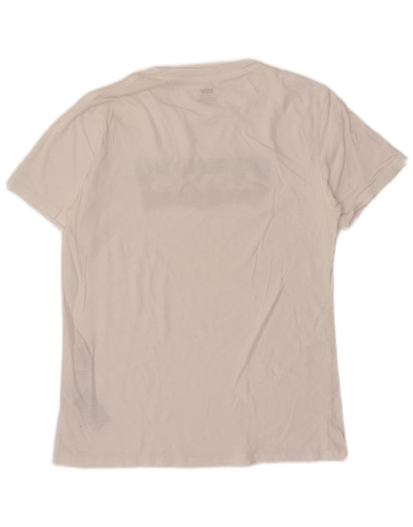 T-shirt grafica da donna Levi's Top UK 10 piccola in cotone bianco