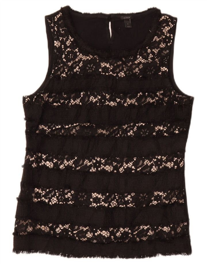 J. CREW Camicetta senza maniche da donna UK 10 Piccola viscosa floreale nera