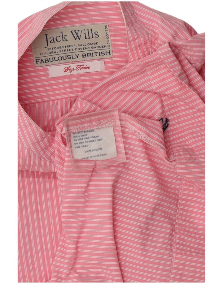 Camicia pullover a maniche corte da donna Jack Wills UK 12 a righe rosa medio