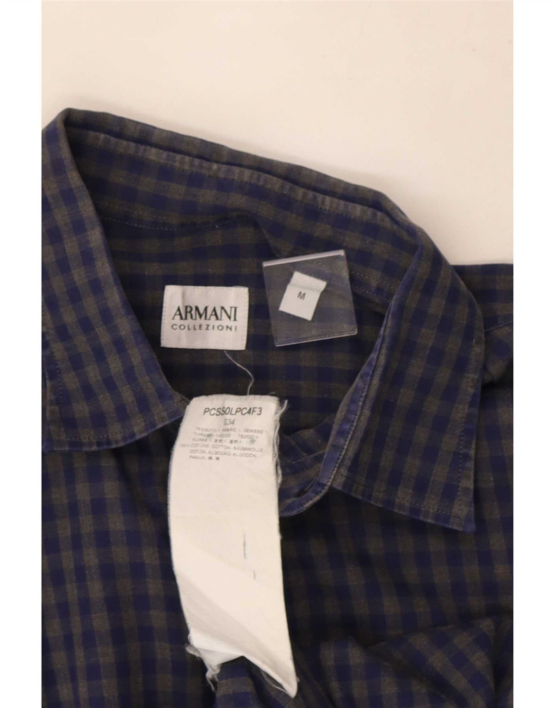 Camicia Armani Collezioni Uomo Cotone Vichy Blu Medio