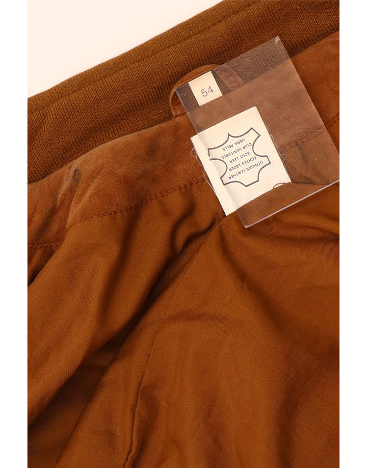 Giubbotto bomber da uomo in pelle scamosciata VINTAGE IT 54 2XL Pelle Beige