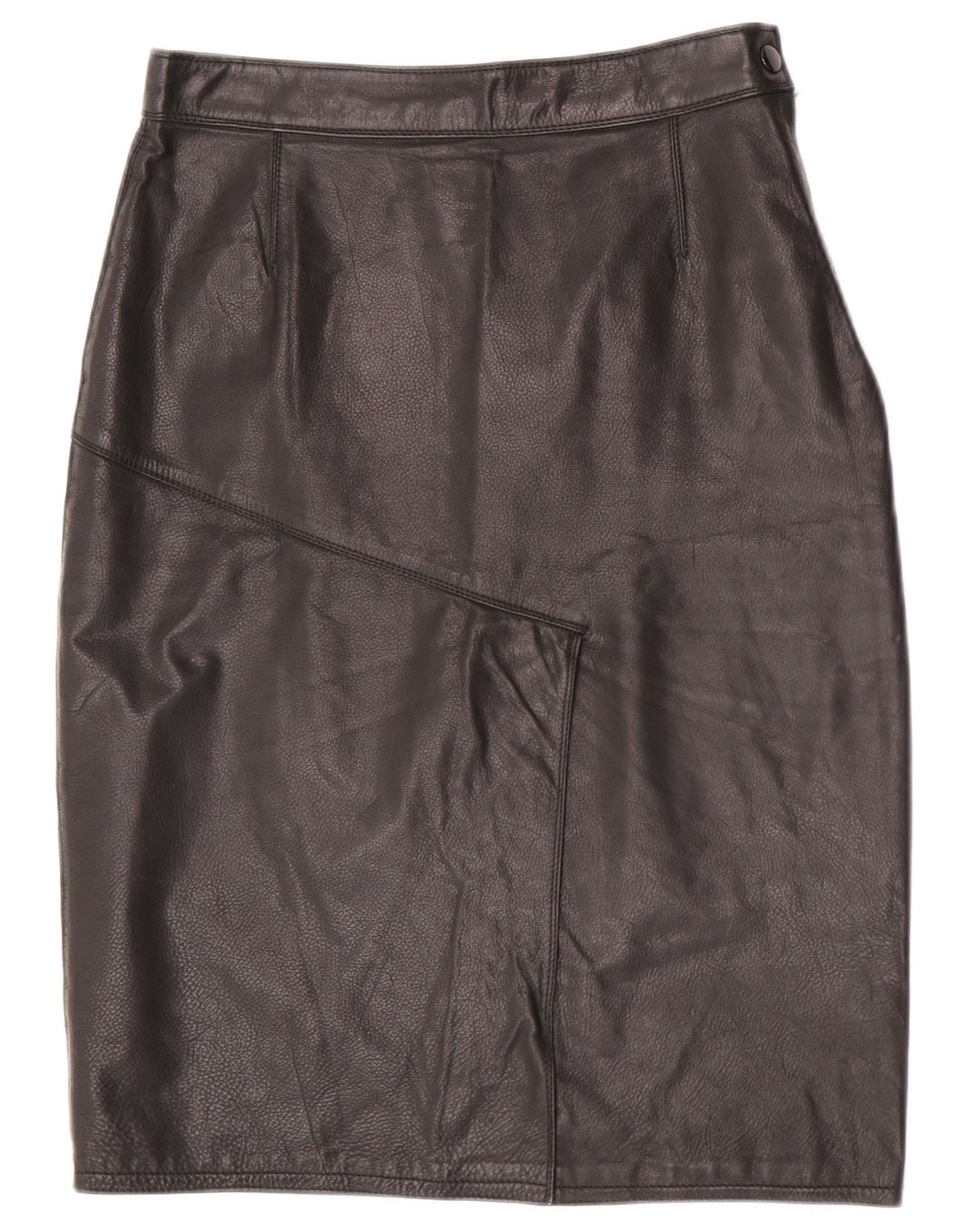 Gonna in pelle a vita alta da donna vintage IT 42 media W26 nera