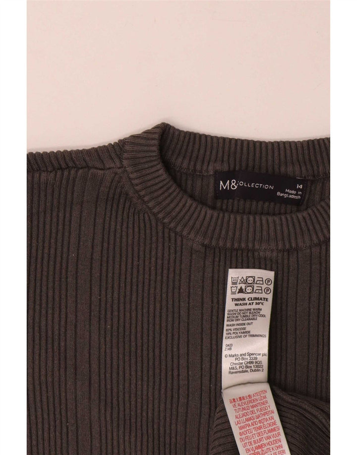 Marks & Spencer Top da donna a maniche lunghe UK 14 Viscosa grigio medio