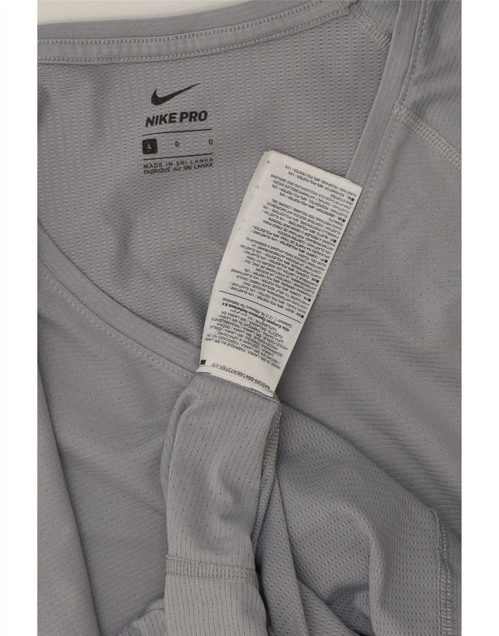 Top Nike da uomo a manica lunga grande in poliestere grigio