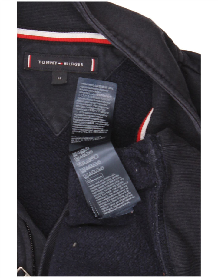 Tommy Hilfiger Uomo Felpa con collo grafico con zip Maglione medio blu navy