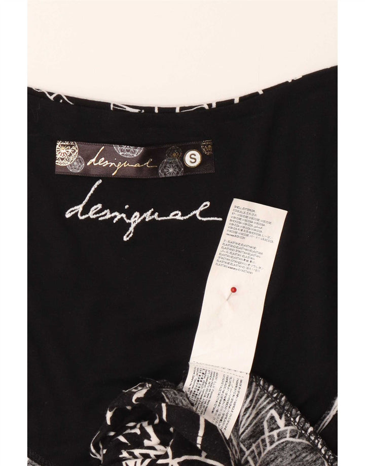 Desigual Donna Camicetta Top UK 10 Small Nero Floreale Viscosa