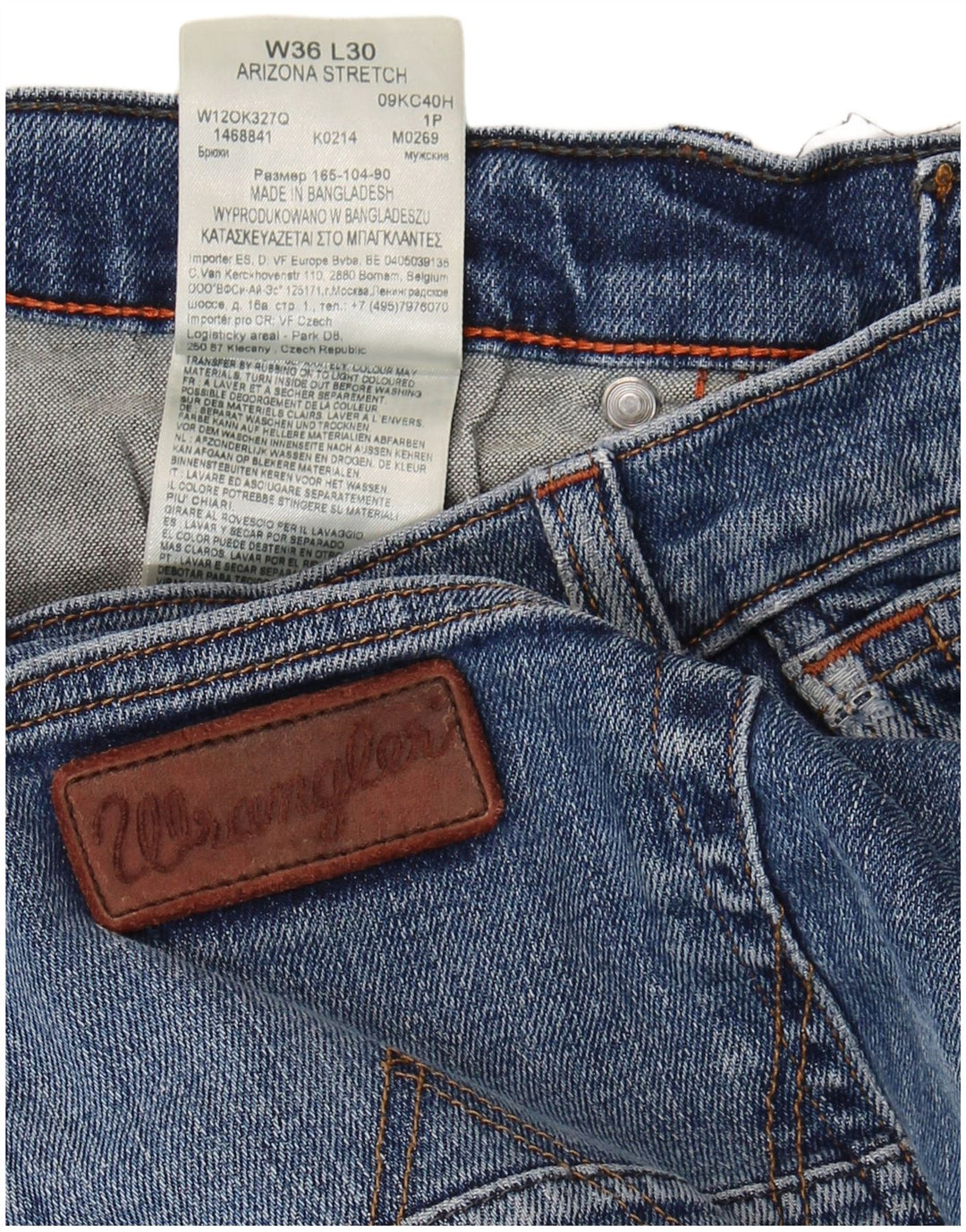 WRANGLER Jeans dritti elasticizzati Arizona da uomo W36 L30 cotone blu