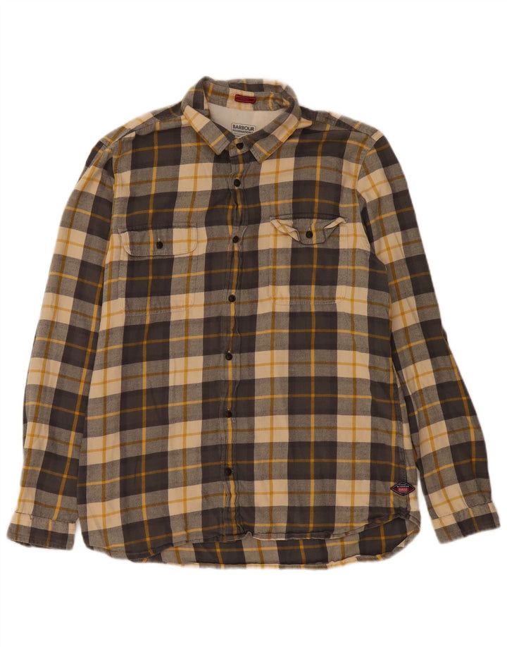 BARBOUR Camicia da uomo in flanella slim fit Steve McQueen, cotone a quadri grigi grandi