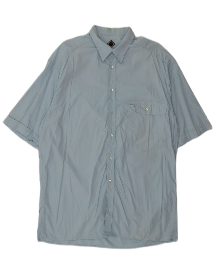 Camicia Ungaro da uomo a maniche corte taglia 16 grande in cotone blu