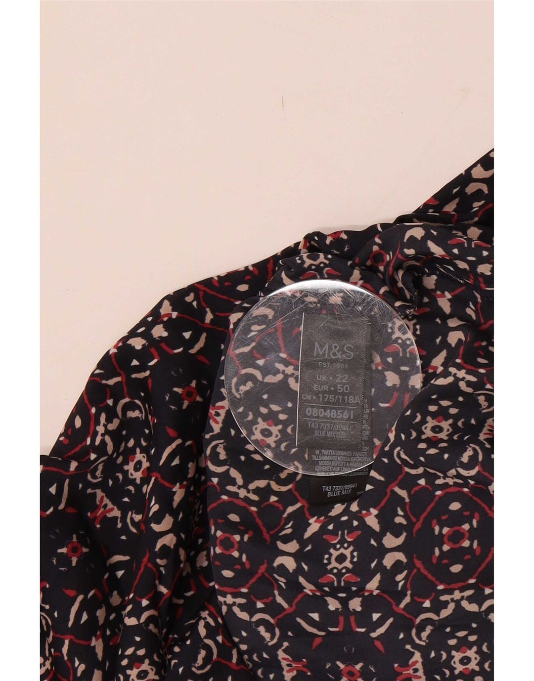 Camicetta da donna con motivo astratto Marks & Spencer Top UK 22 3XL Blu navy
