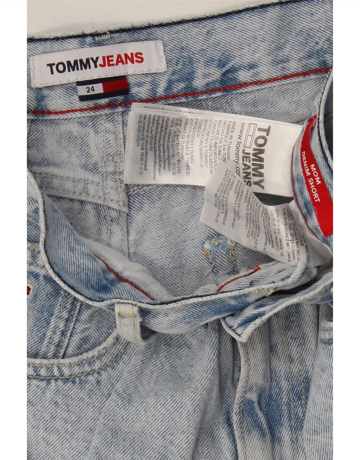 TOMMY HILFIGER Pantaloncini di jeans a vita alta effetto consumato mamma da donna W24 XS Blu