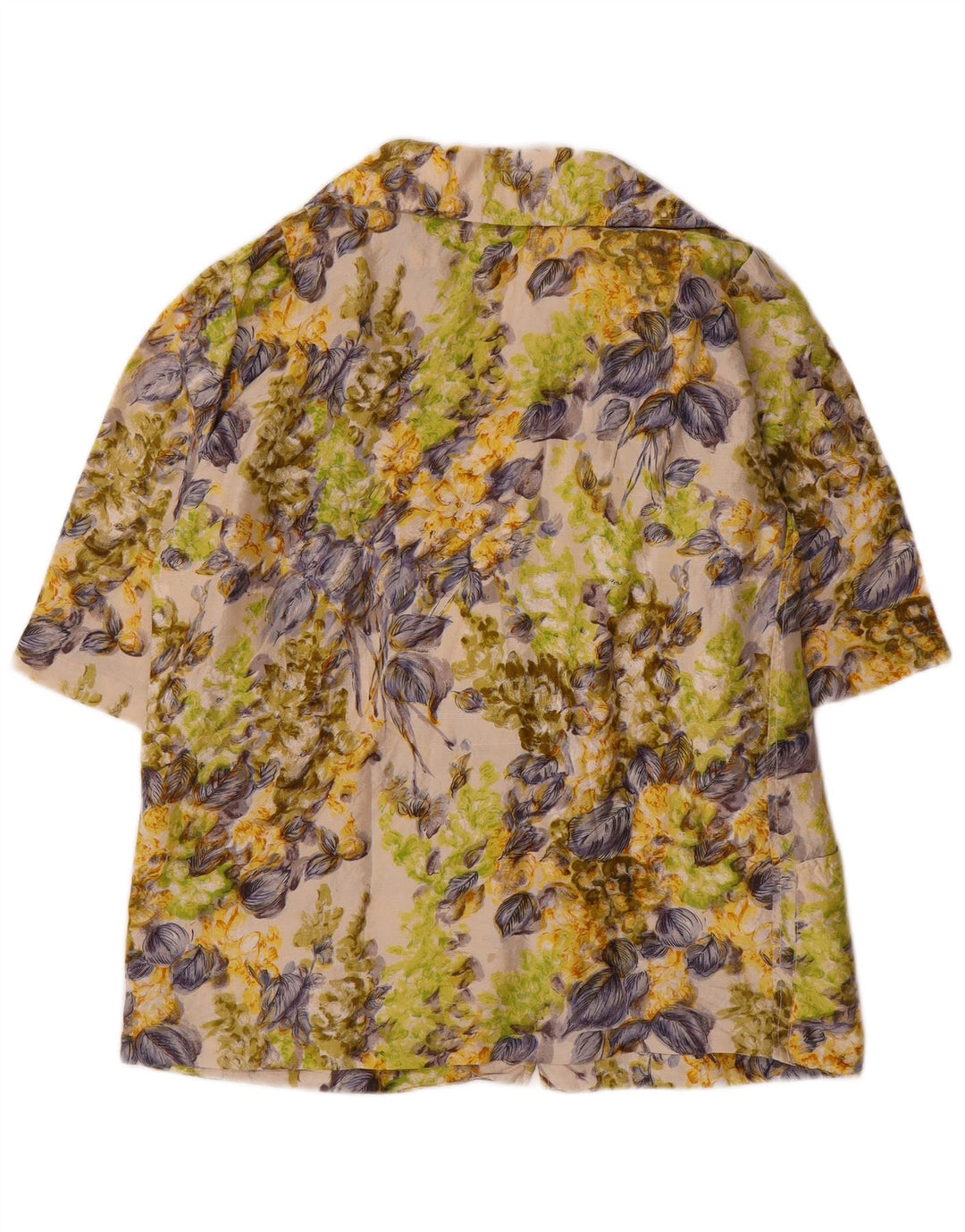 Giacca blazer da donna a 4 bottoni VINTAGE UK 16 grande floreale multicolore