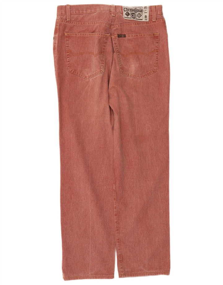 Jeans dritti da uomo con cintura in cotone W36 L29 Marrone