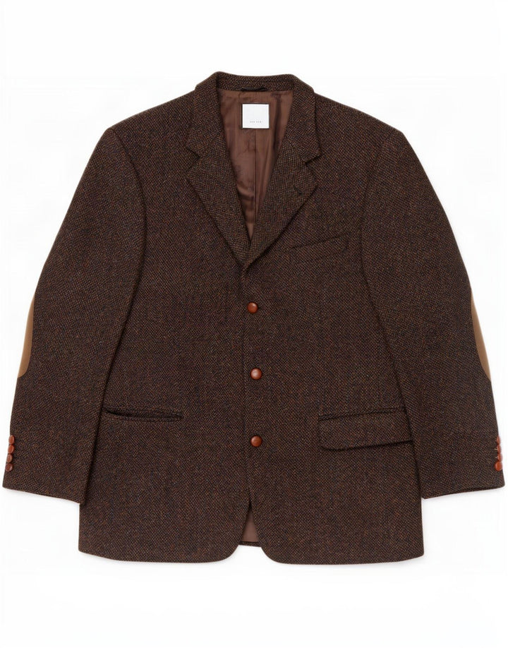 Giacca blazer a 3 bottoni Harris Tweed da uomo Mario Barutti IT 50 grande marrone