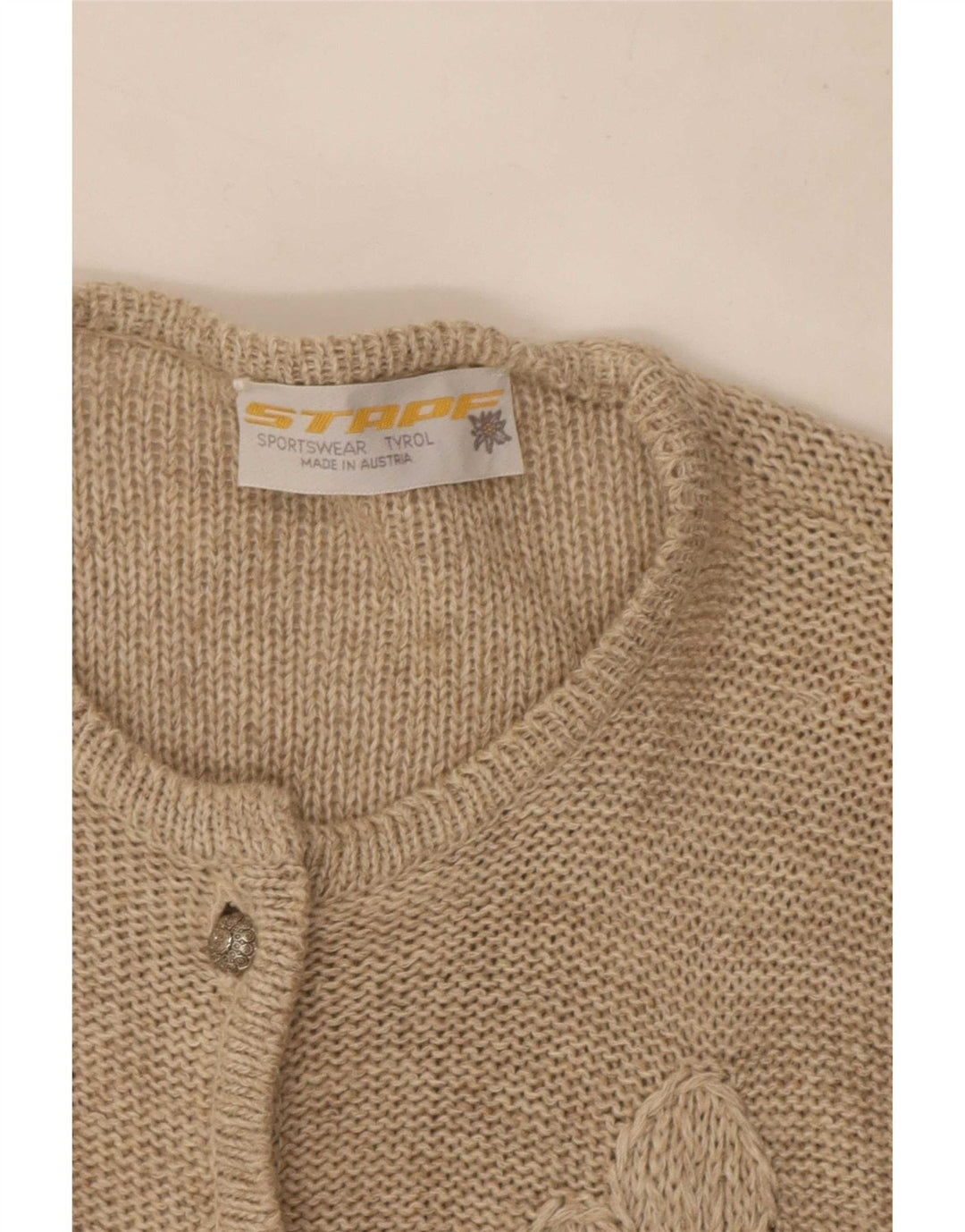 Maglione cardigan da donna Stapf UK 12 Beige medio floreale