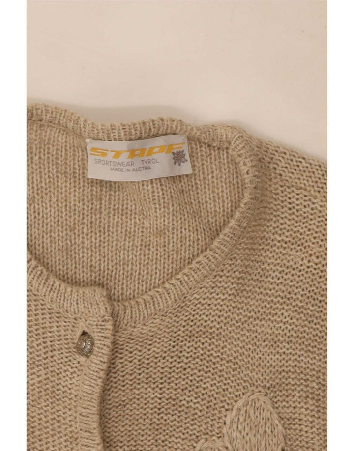 Maglione cardigan da donna Stapf UK 12 Beige medio floreale