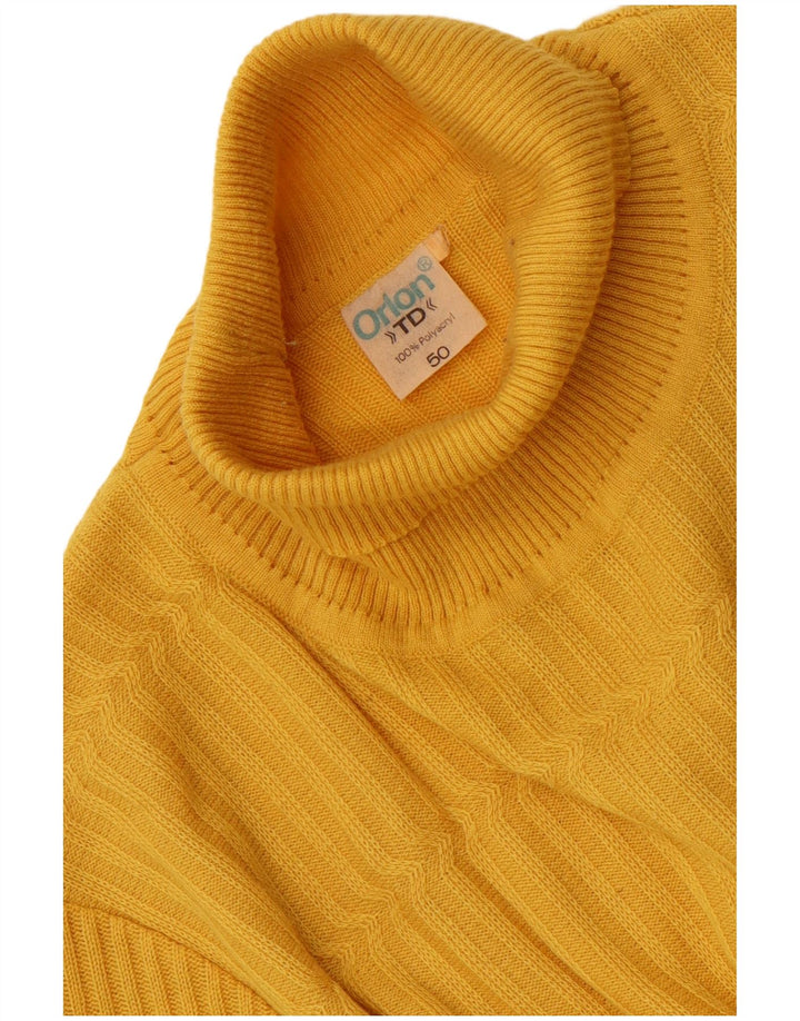 Maglione maglione collo alto da uomo Orlon IT 50 poliacrilico giallo medio