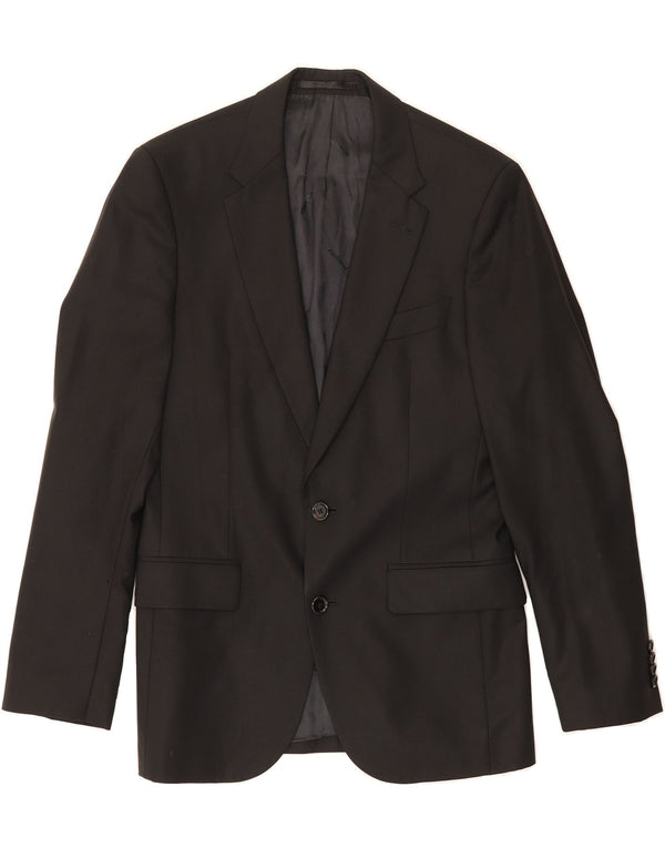 CACHAREL Mens 2 Button Blazer Jacket IT 44 XS Black Virgin Wool