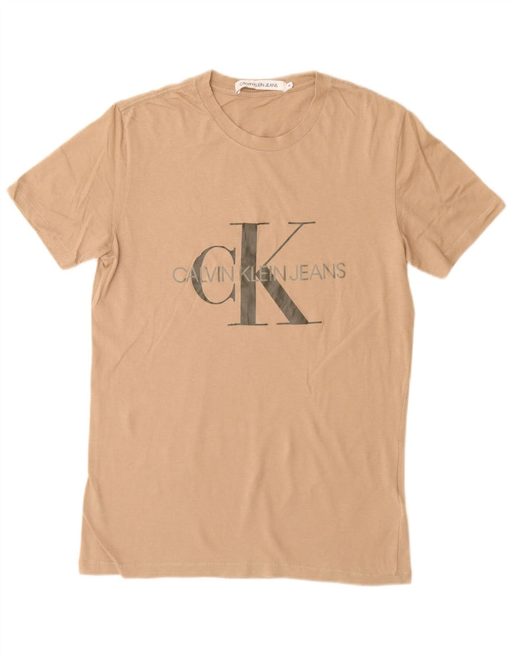 CALVIN KLEIN JEANS T-shirt grafica da uomo Top in cotone marrone medio