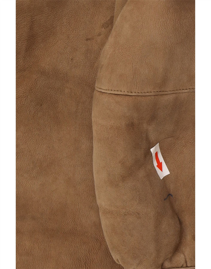 Cappotto in shearling oversize da donna vintage UK 10 piccolo marrone