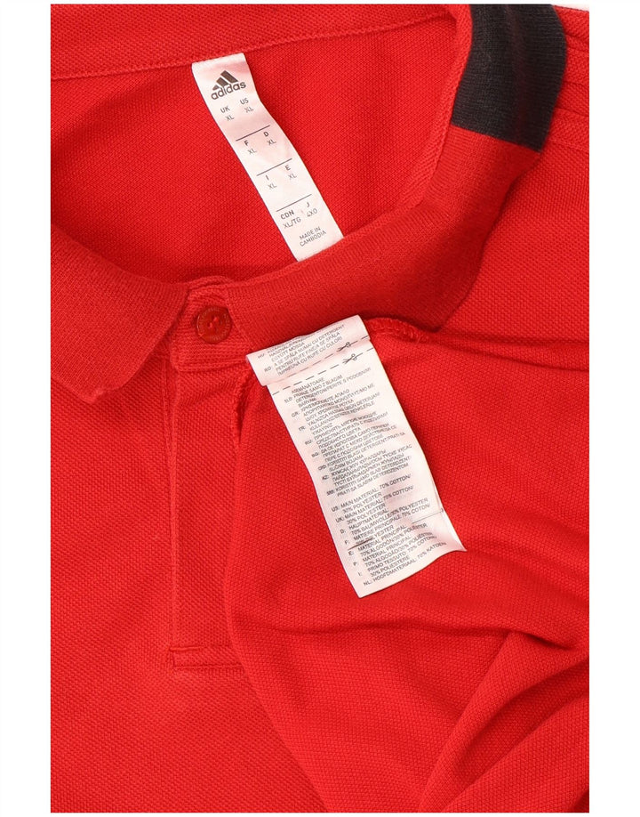 Polo Adidas Climalite da uomo XL in cotone color block rosso