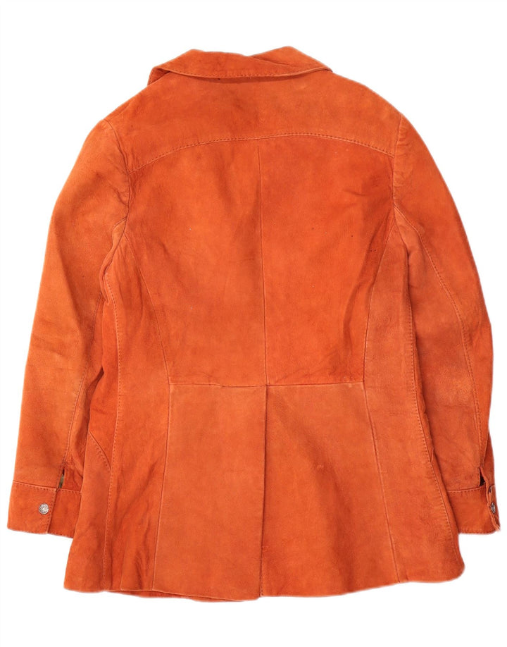 Giacca vintage in pelle scamosciata da donna IT 38 XS arancione