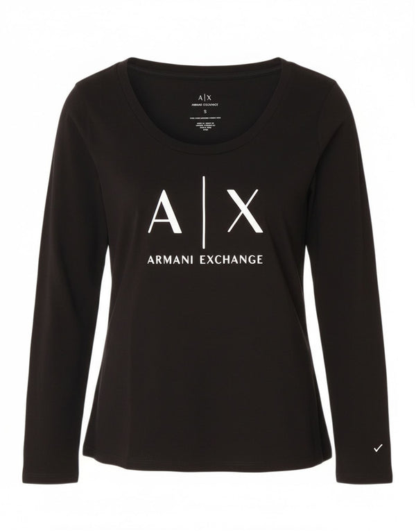 Top grafico da donna Armani Exchange UK 8 piccolo logo nero