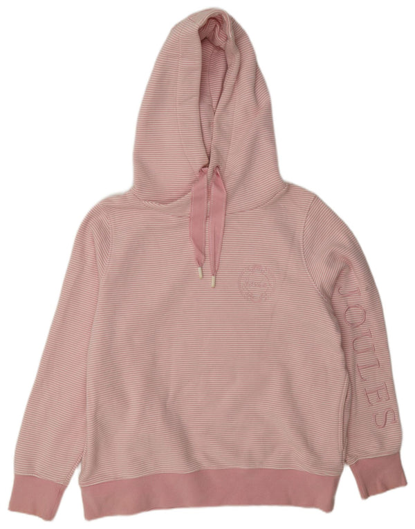 Joules Felpa con cappuccio grafica da donna UK 14 Grande cotone gessato rosa